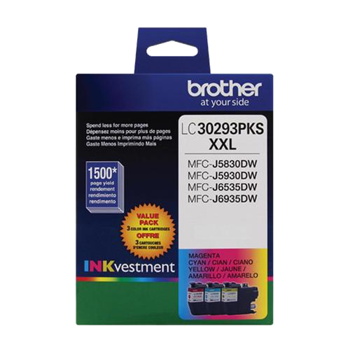 Brother® – Cartouches d'encre trois couleurs LC-3029, paq./3 (LC30293PKS) - S.O.S Cartouches inc.