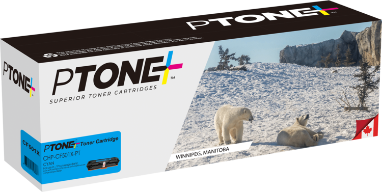 Ptone® – Cartouche toner 202X cyan rendement élevé (CF501X) – Qualité Supérieur. - S.O.S Cartouches inc.