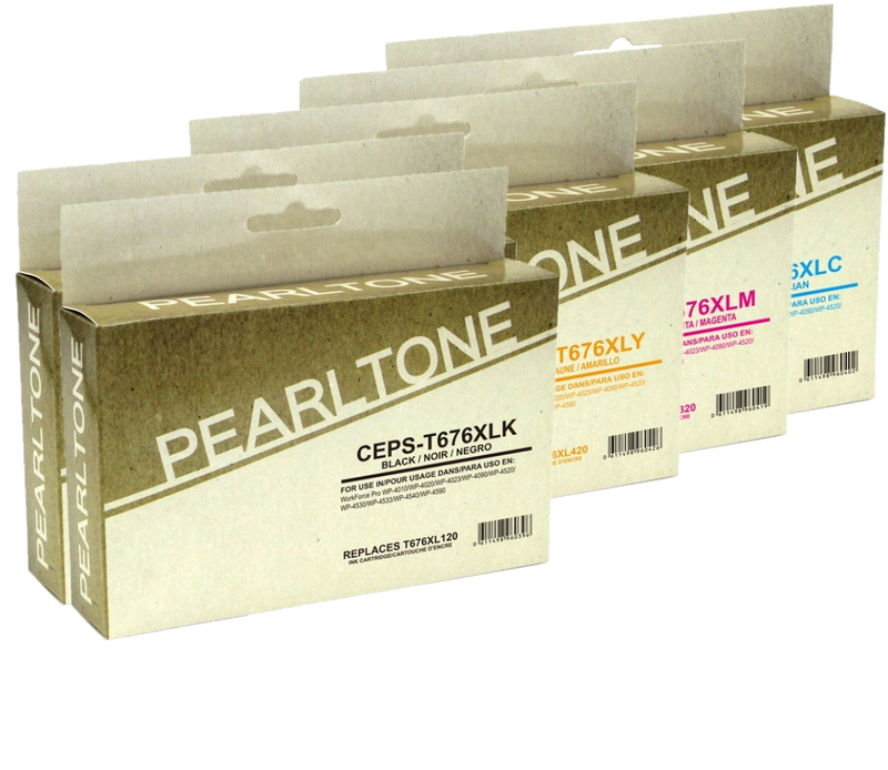 Pearltone® – Cartouche d'encre 676XL 2BK/C/M/Y rendement élevé paq.5 (T676XLCL5) – Modèle économique. - S.O.S Cartouches inc.