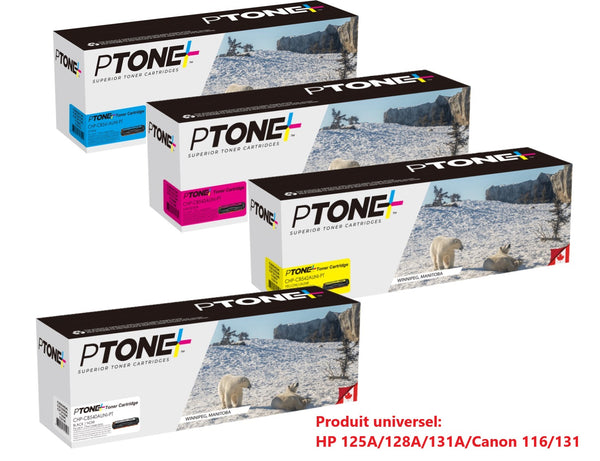 Ptone® – Cartouche toner 125A BK/C/M/Y rendement standard paq.4 (125ACL4) – Qualité Supérieur. - S.O.S Cartouches inc.