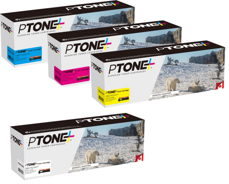 Ptone® – Cartouche toner TN-210 BK/C/M/Y rendement standard paq.4 (TN210CL4) – Qualité Supérieur. - S.O.S Cartouches inc.